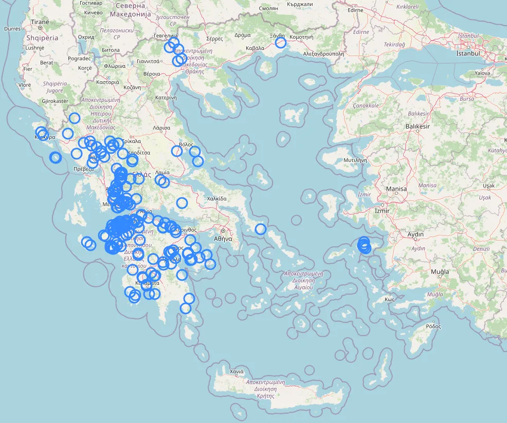 Distribution of -αίικα (-aíika) endings