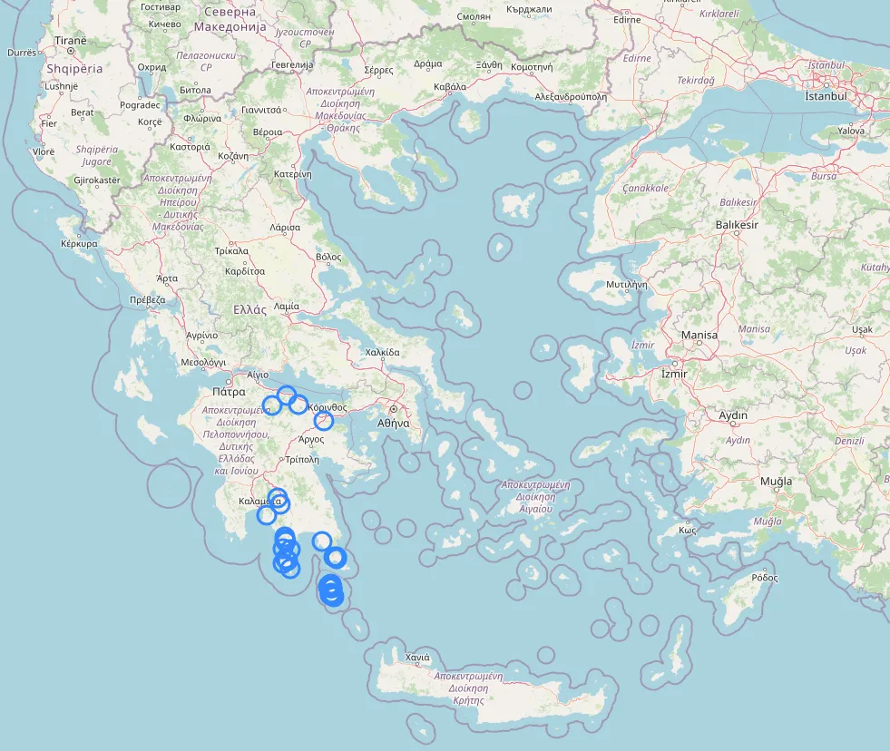 Distribution of -άνικα (-ánika) endings